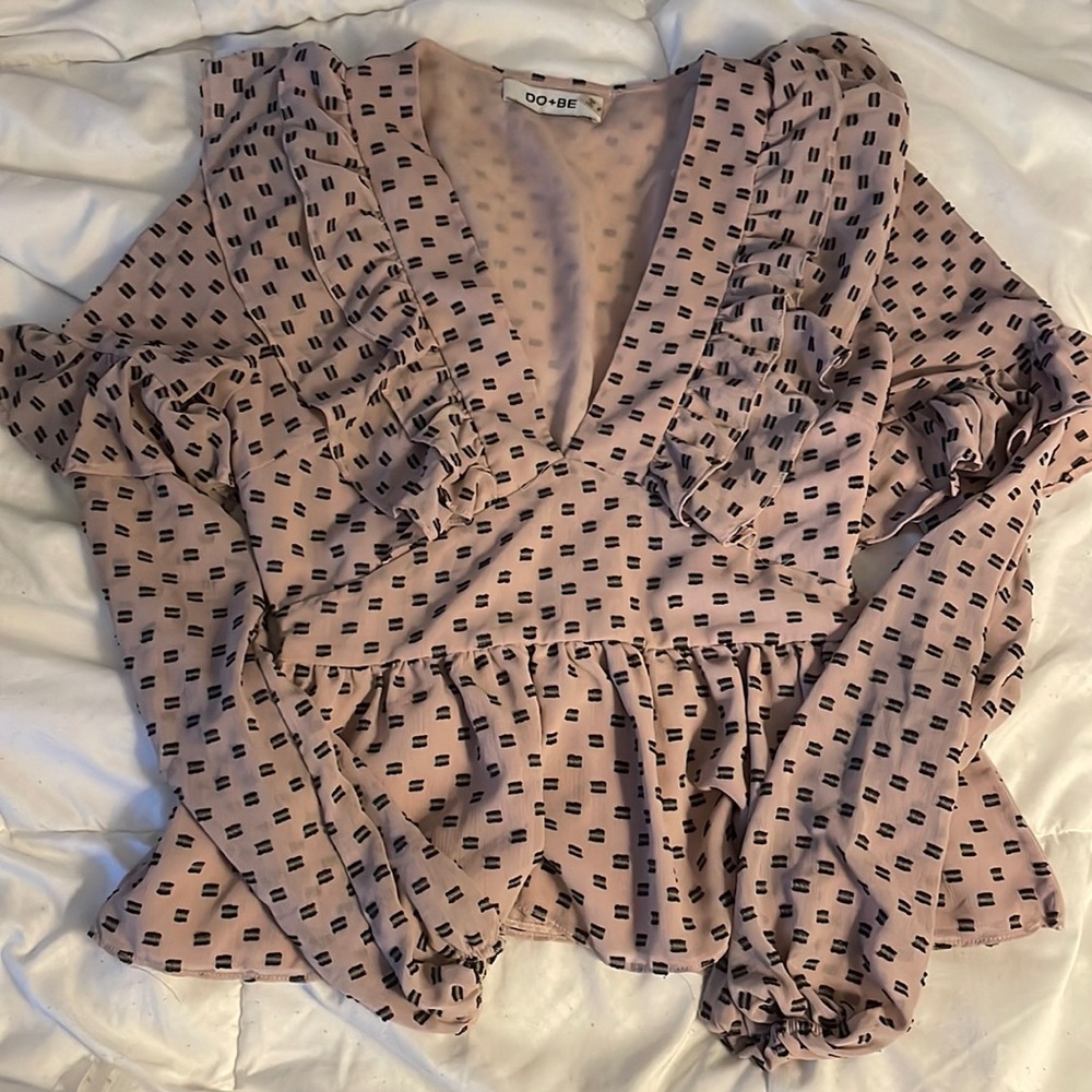 Ruffle Peplum Blouse - Dusty Pink